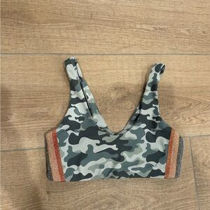 Spiritual Gangster Camouflage Sports Bra with Striped Details